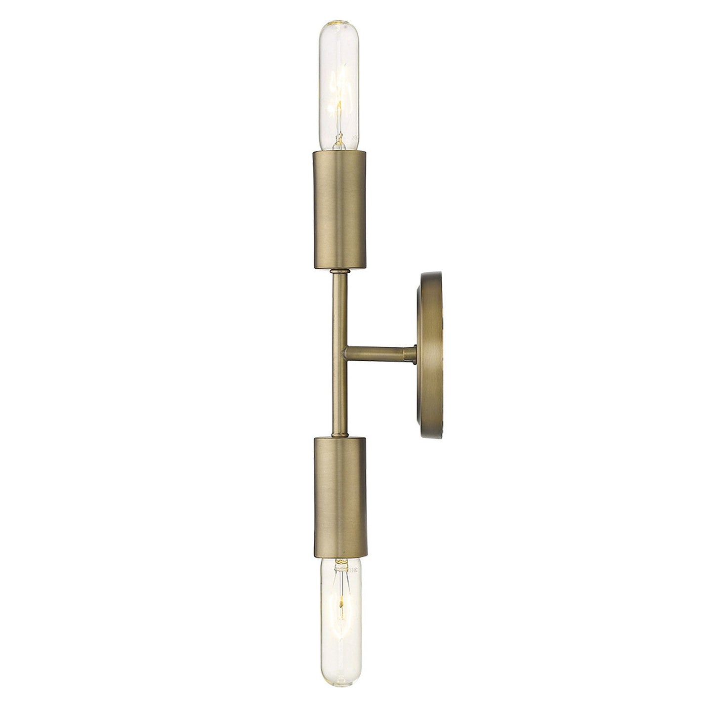 HomeRoots Two Light Narrow Bulb Wall Light in Dull Gold Finish