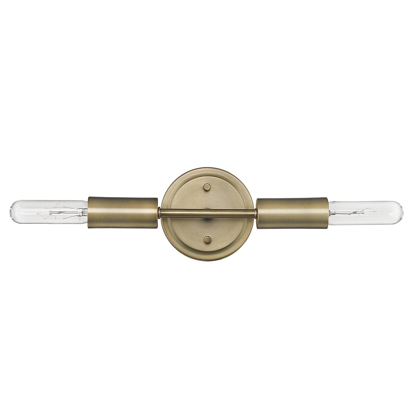 HomeRoots Two Light Narrow Bulb Wall Light in Dull Gold Finish