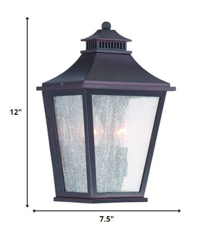 HomeRoots Two Light Pocket Lantern Wall Light in Antique Bronze Finish