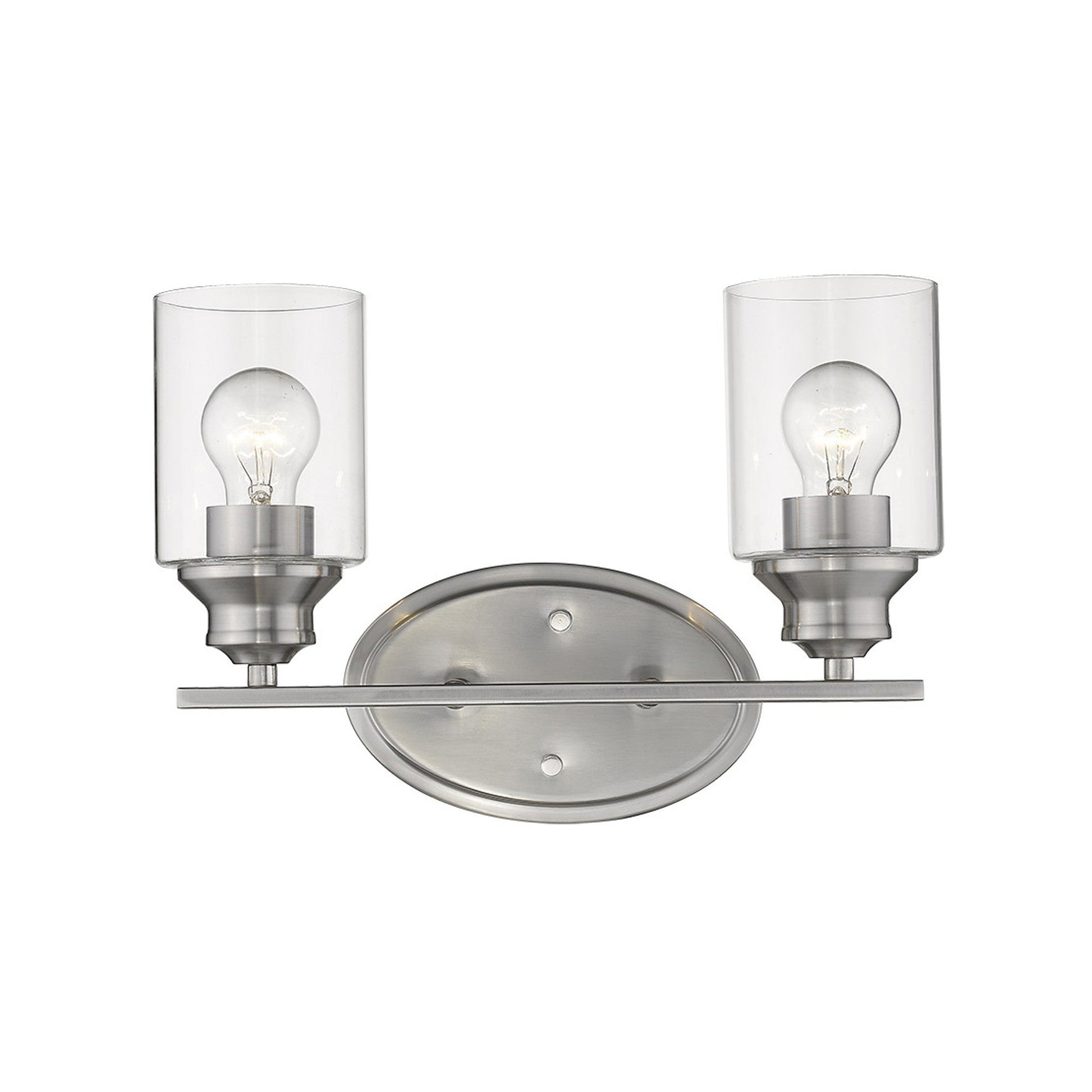 HomeRoots Two Light Silver Wall Light with Clear Glass Shade