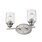 HomeRoots Two Light Silver Wall Light with Clear Glass Shade