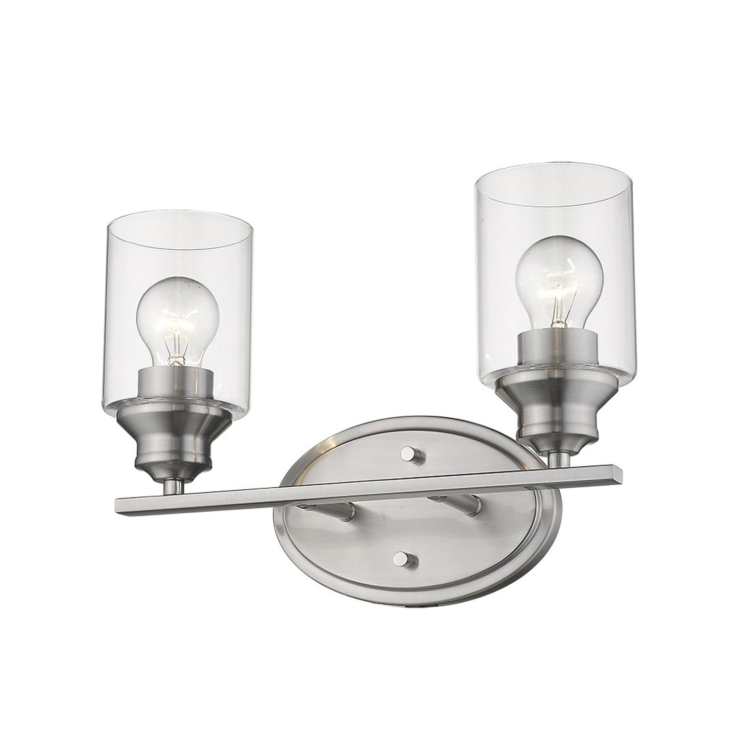 HomeRoots Two Light Silver Wall Light with Clear Glass Shade
