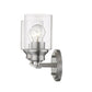 HomeRoots Two Light Silver Wall Light with Clear Glass Shade