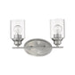 HomeRoots Two Light Silver Wall Light with Clear Glass Shade
