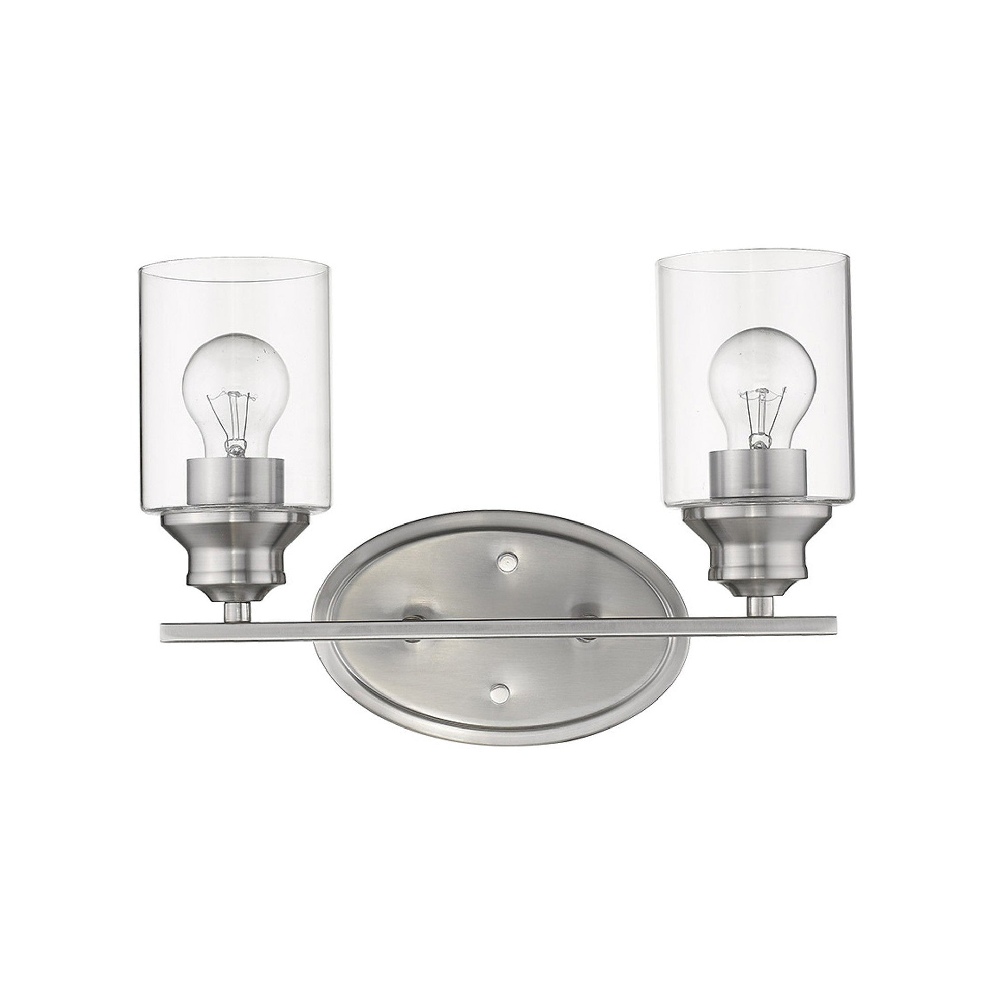 HomeRoots Two Light Silver Wall Light with Clear Glass Shade