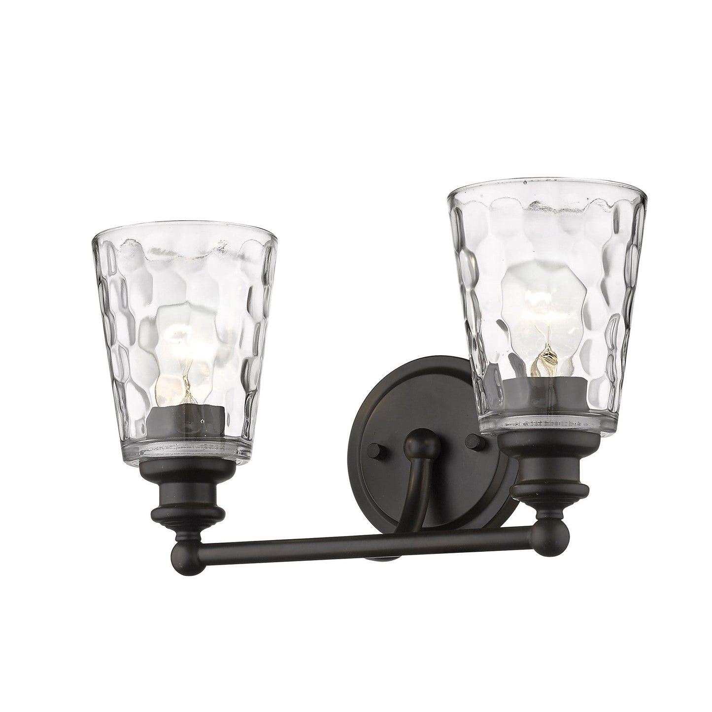 HomeRoots Two Light Wall Light With Bronze Metal and Pebbled Glass Finish
