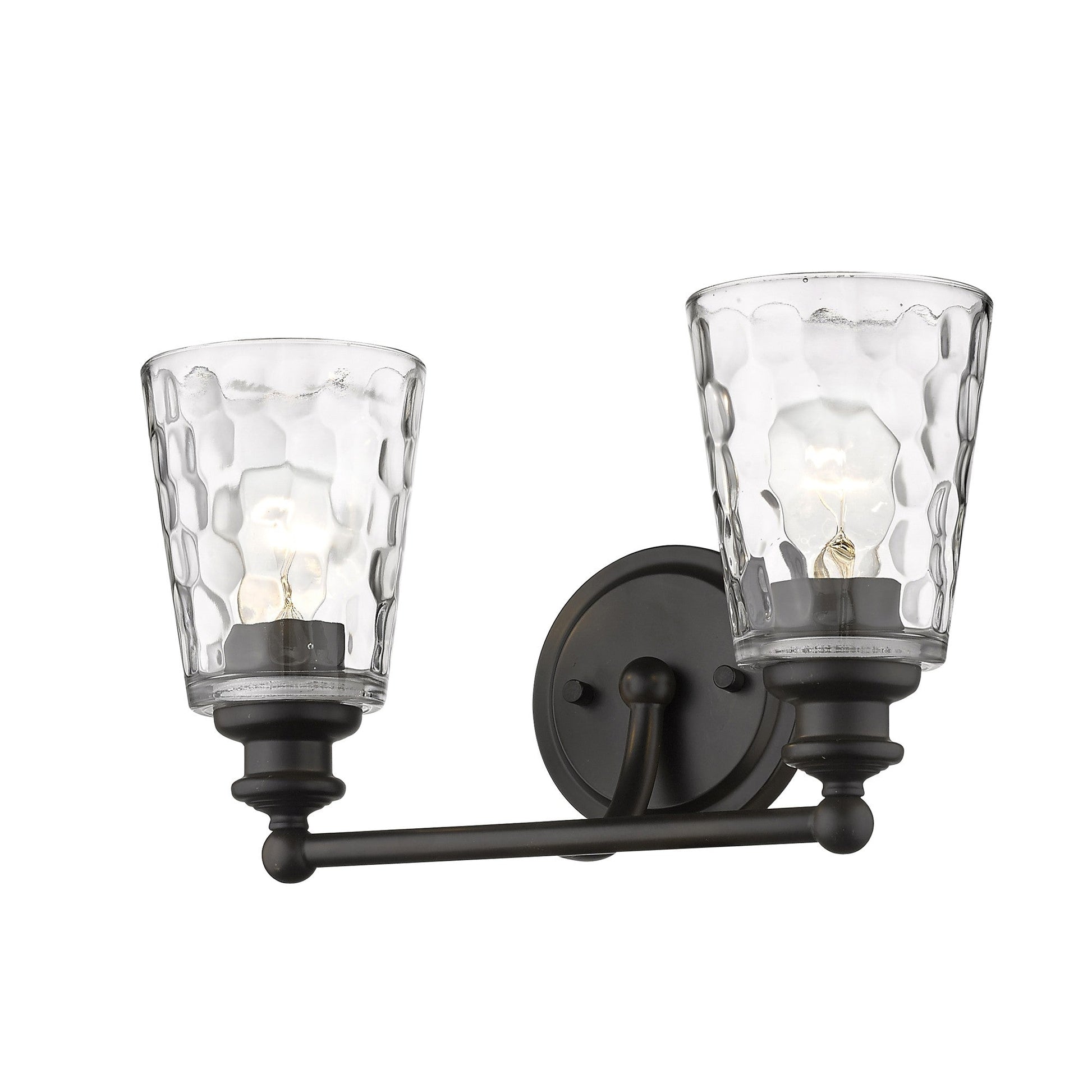 HomeRoots Two Light Wall Light With Bronze Metal and Pebbled Glass Finish