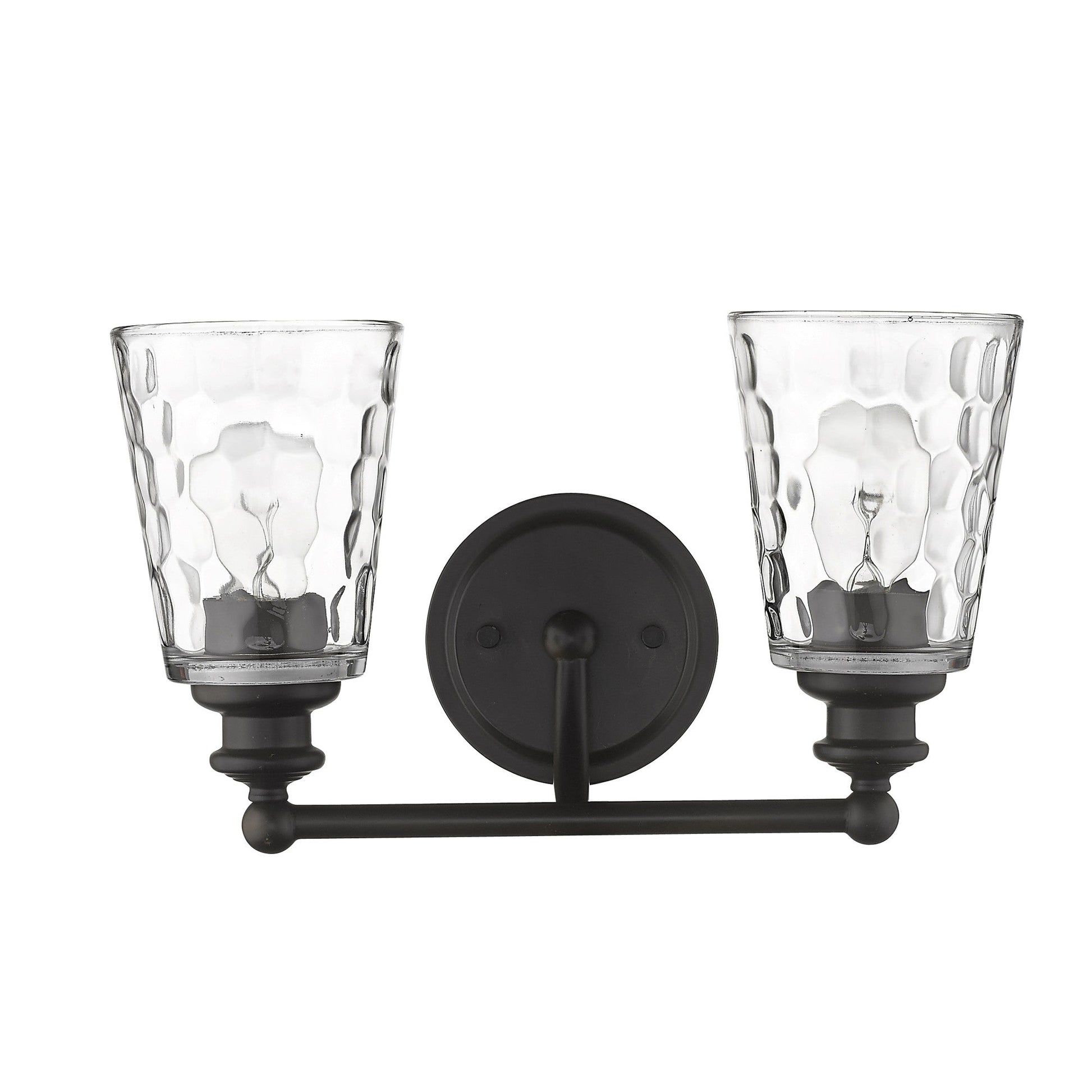 HomeRoots Two Light Wall Light With Bronze Metal and Pebbled Glass Finish