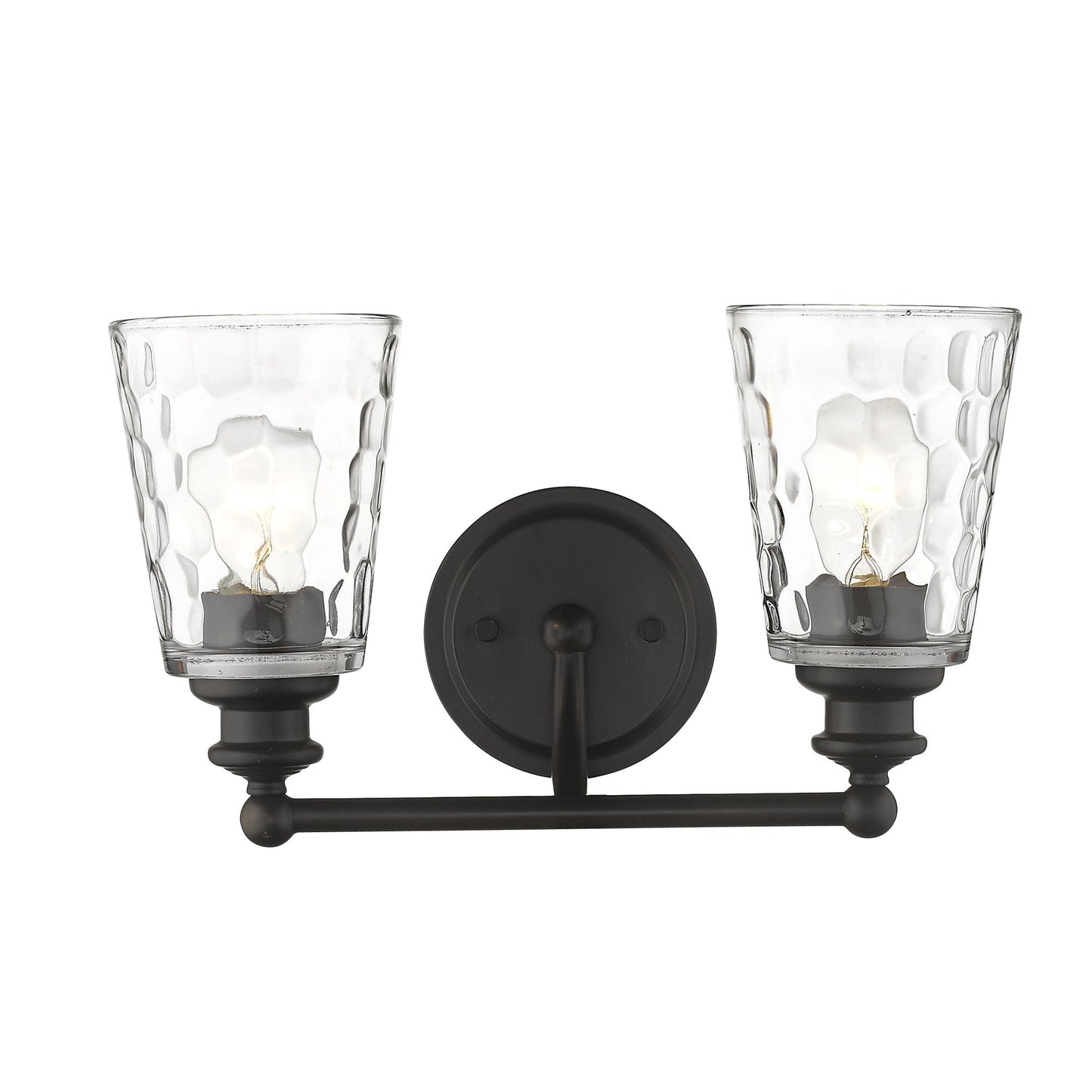 HomeRoots Two Light Wall Light With Bronze Metal and Pebbled Glass Finish