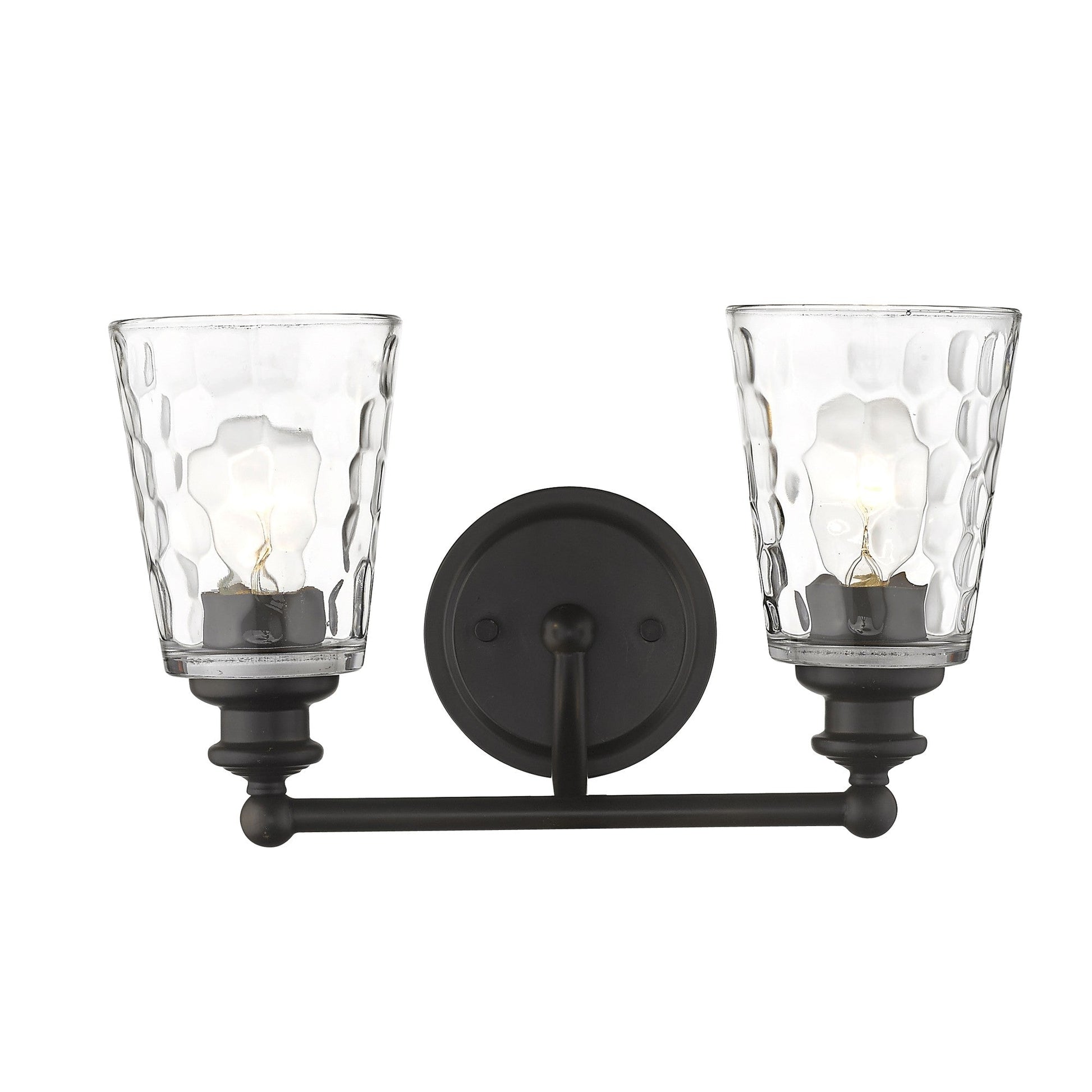 HomeRoots Two Light Wall Light With Bronze Metal and Pebbled Glass Finish