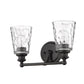 HomeRoots Two Light Wall Light With Bronze Metal and Pebbled Glass Finish