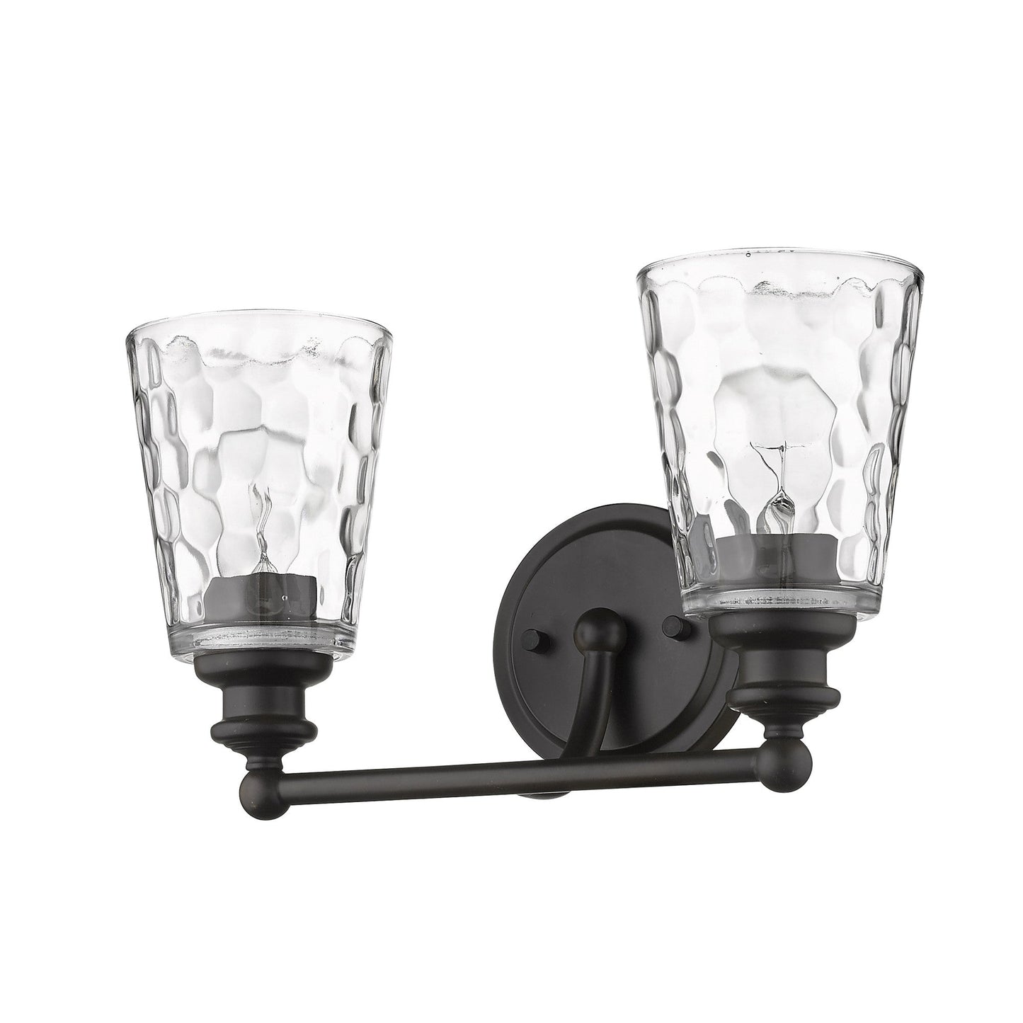HomeRoots Two Light Wall Light With Bronze Metal and Pebbled Glass Finish