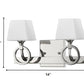 HomeRoots Two Light Wall Light With Frosted Glass Shade and Silver Metal Finish