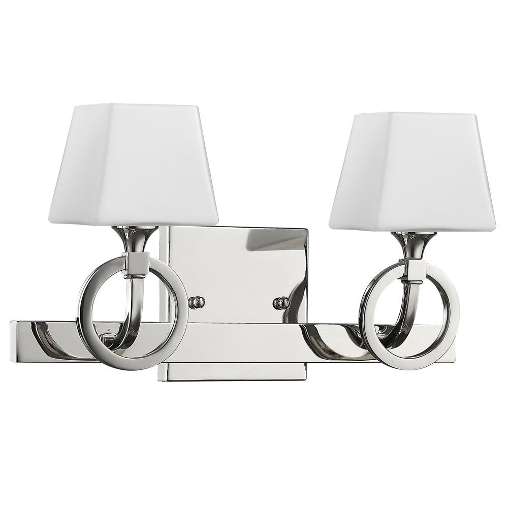 HomeRoots Two Light Wall Light With Frosted Glass Shade and Silver Metal Finish