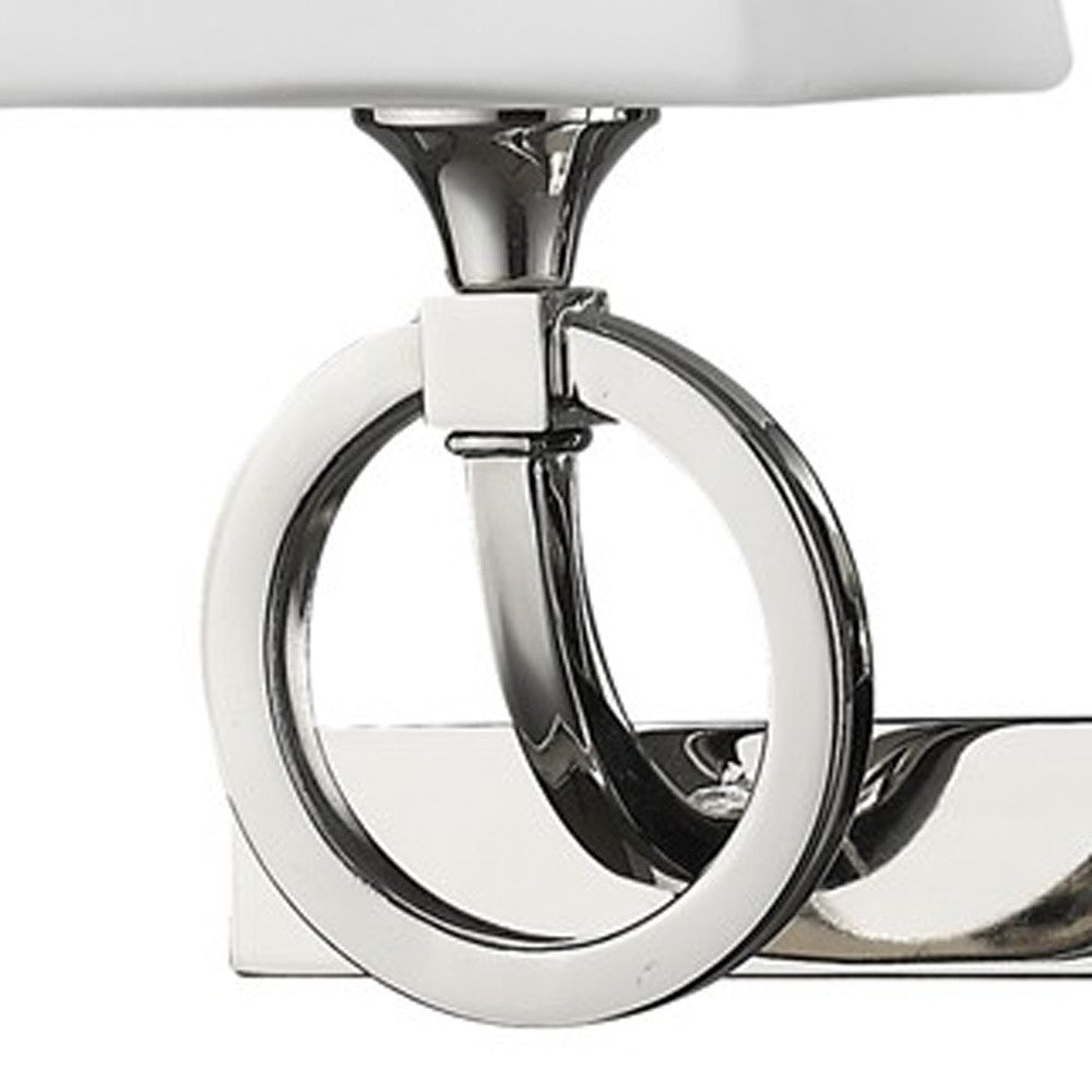 HomeRoots Two Light Wall Light With Frosted Glass Shade and Silver Metal Finish