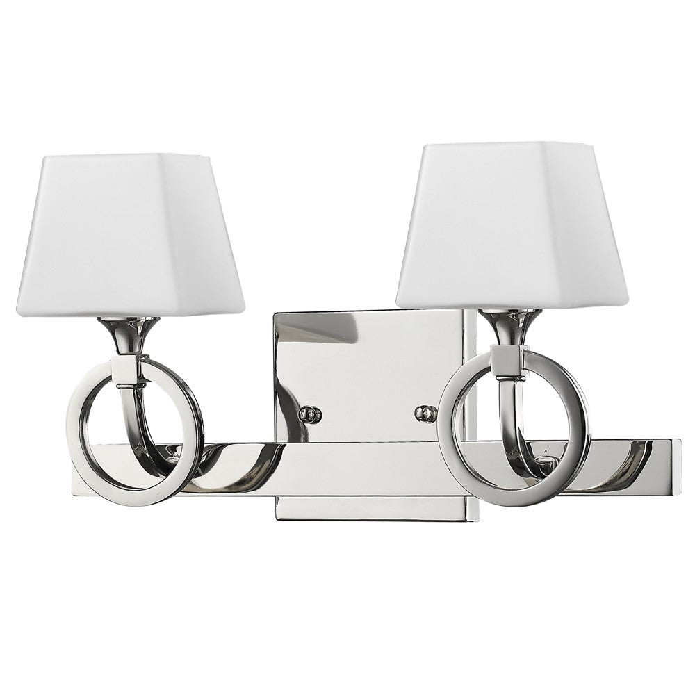 HomeRoots Two Light Wall Light With Frosted Glass Shade and Silver Metal Finish