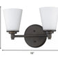 HomeRoots Two Light Wall Light With Frosted Glass Shade in Bronze Finish