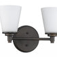 HomeRoots Two Light Wall Light With Frosted Glass Shade in Bronze Finish