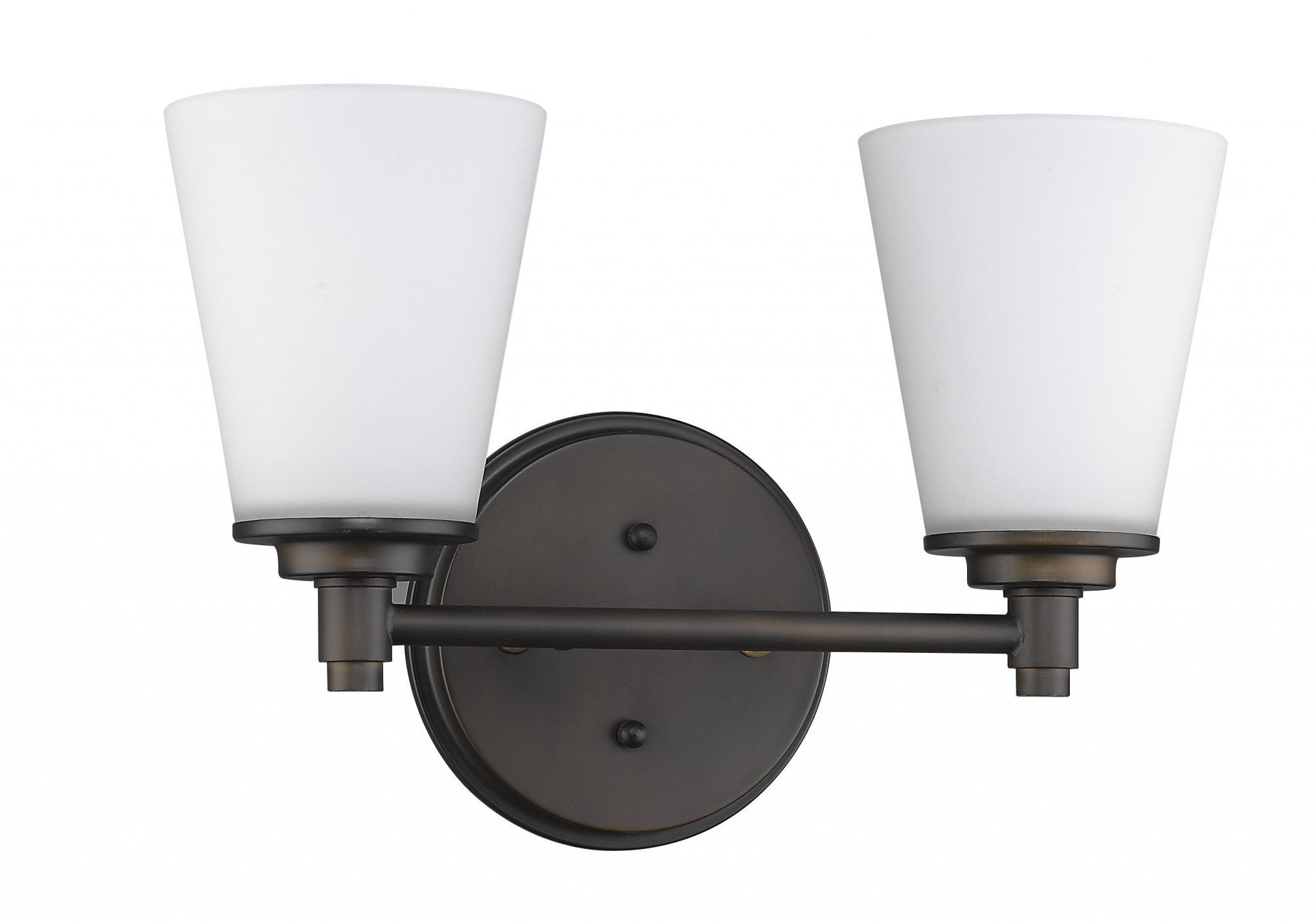 HomeRoots Two Light Wall Light With Frosted Glass Shade in Bronze Finish