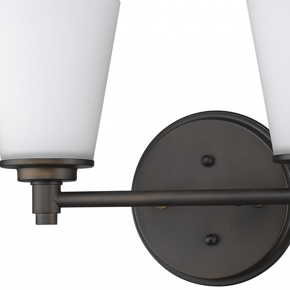 HomeRoots Two Light Wall Light With Frosted Glass Shade in Bronze Finish