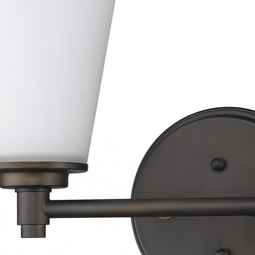 HomeRoots Two Light Wall Light With Frosted Glass Shade in Bronze Finish