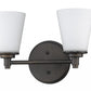 HomeRoots Two Light Wall Light With Frosted Glass Shade in Bronze Finish