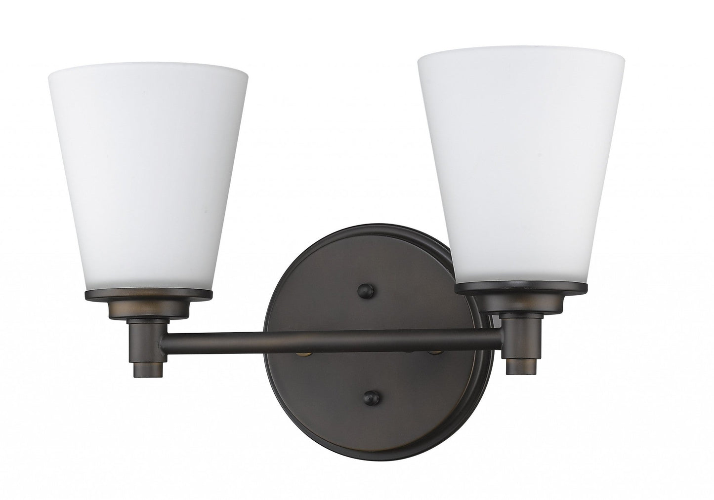 HomeRoots Two Light Wall Light With Frosted Glass Shade in Bronze Finish