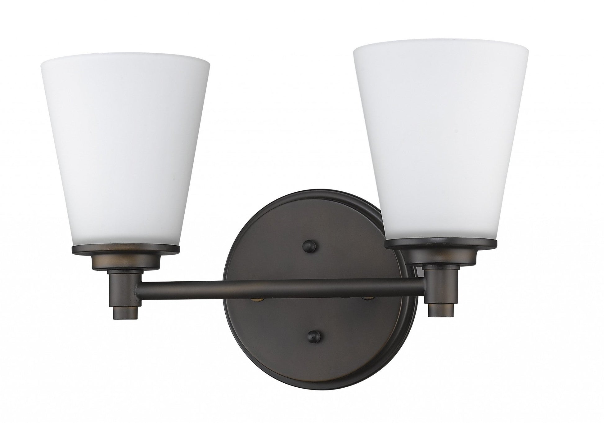 HomeRoots Two Light Wall Light With Frosted Glass Shade in Bronze Finish