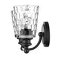HomeRoots Two Light Wall Light With Pebbled Glass and Black Metal Finish