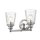 HomeRoots Two Light Wall Light With Silver Metal and Pebbled Glass Finish