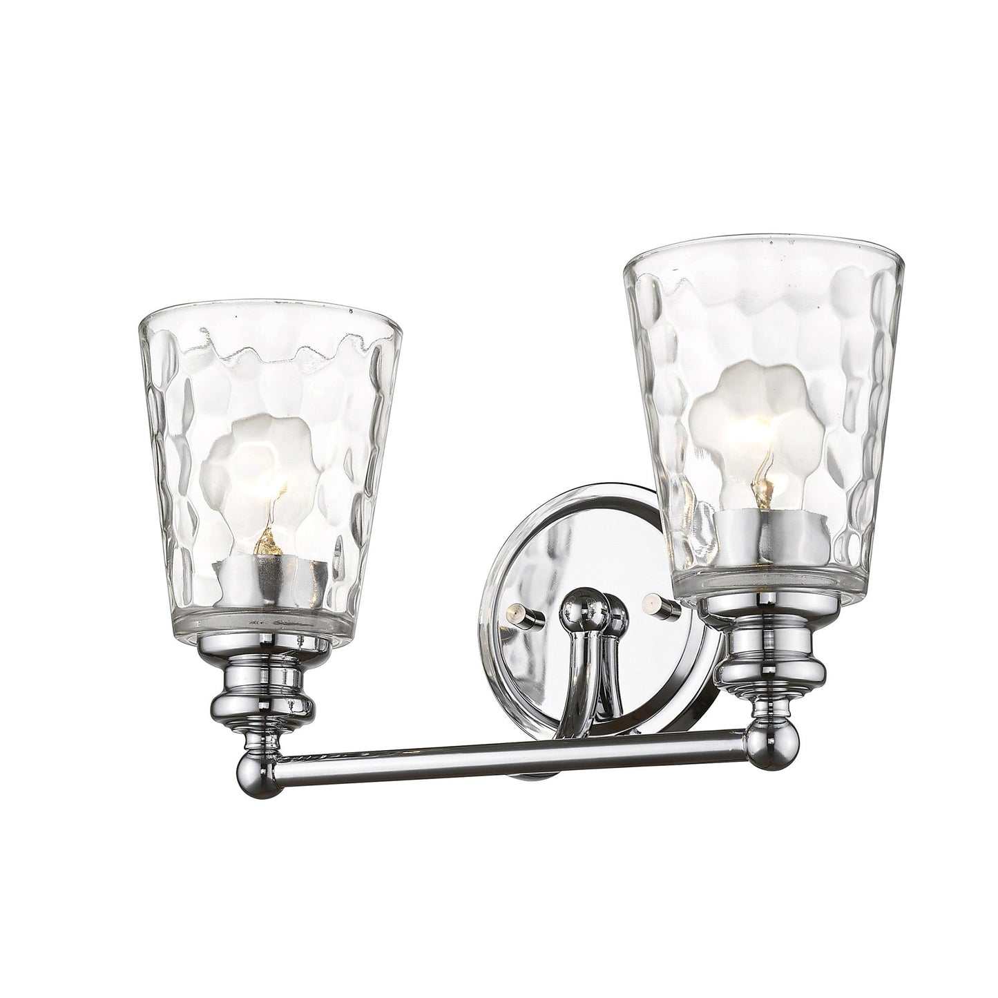 HomeRoots Two Light Wall Light With Silver Metal and Pebbled Glass Finish