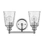 HomeRoots Two Light Wall Light With Silver Metal and Pebbled Glass Finish