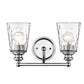 HomeRoots Two Light Wall Light With Silver Metal and Pebbled Glass Finish