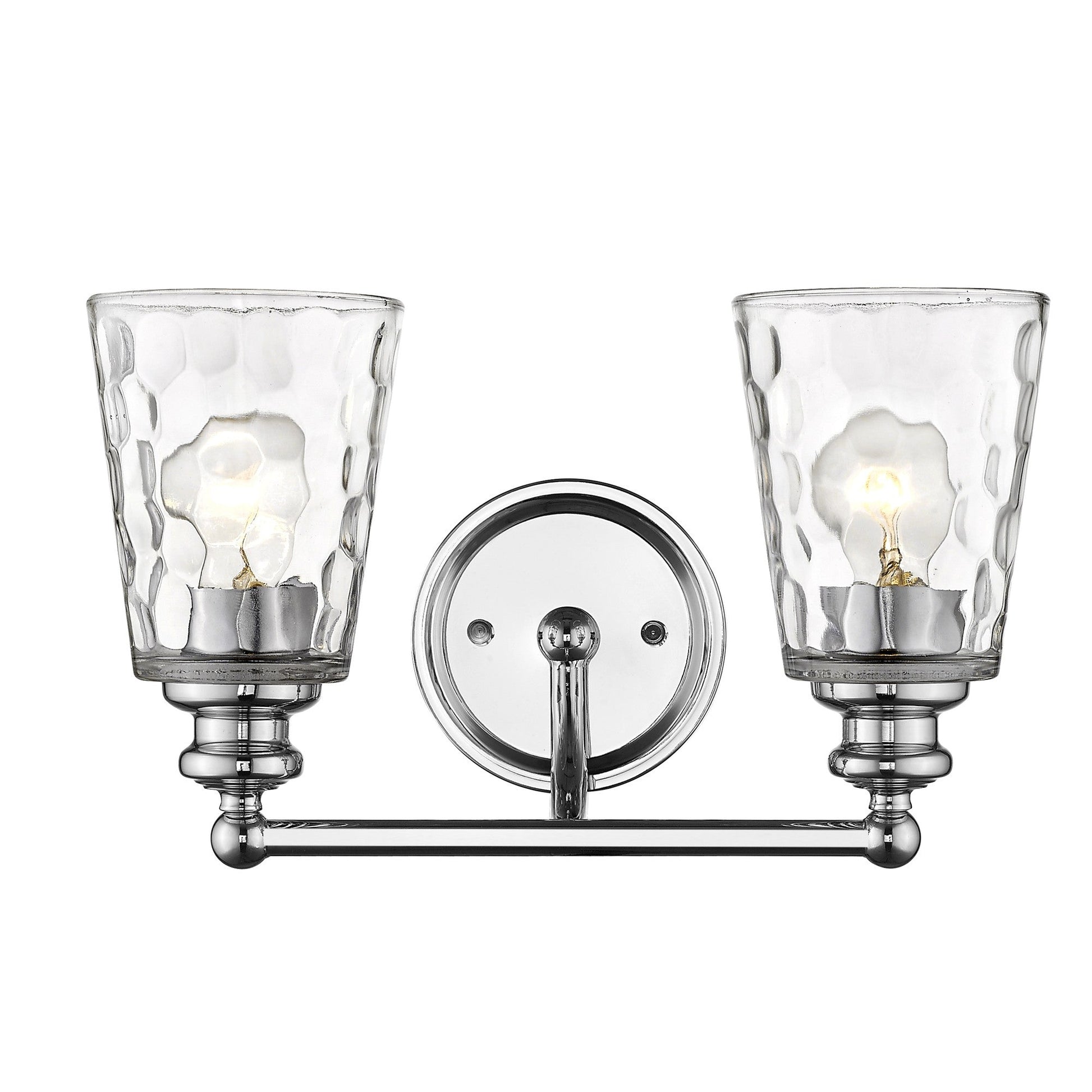 HomeRoots Two Light Wall Light With Silver Metal and Pebbled Glass Finish
