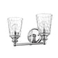 HomeRoots Two Light Wall Light With Silver Metal and Pebbled Glass Finish