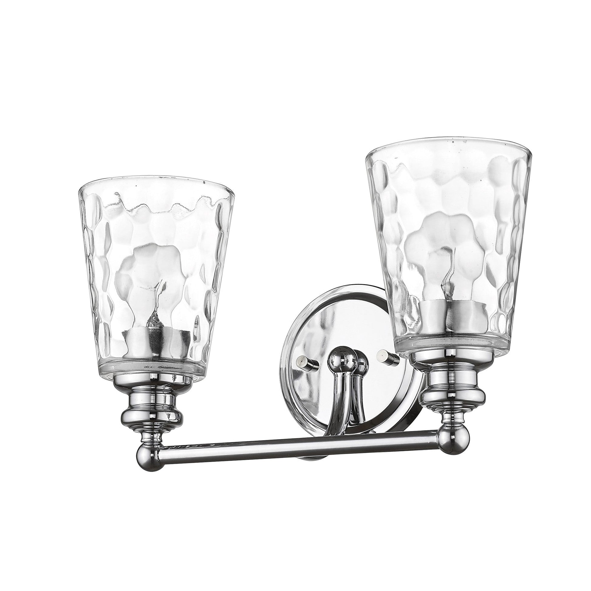 HomeRoots Two Light Wall Light With Silver Metal and Pebbled Glass Finish