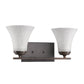 HomeRoots Two Light Wall Light With Tapered Glass Shade and Bronze Finish