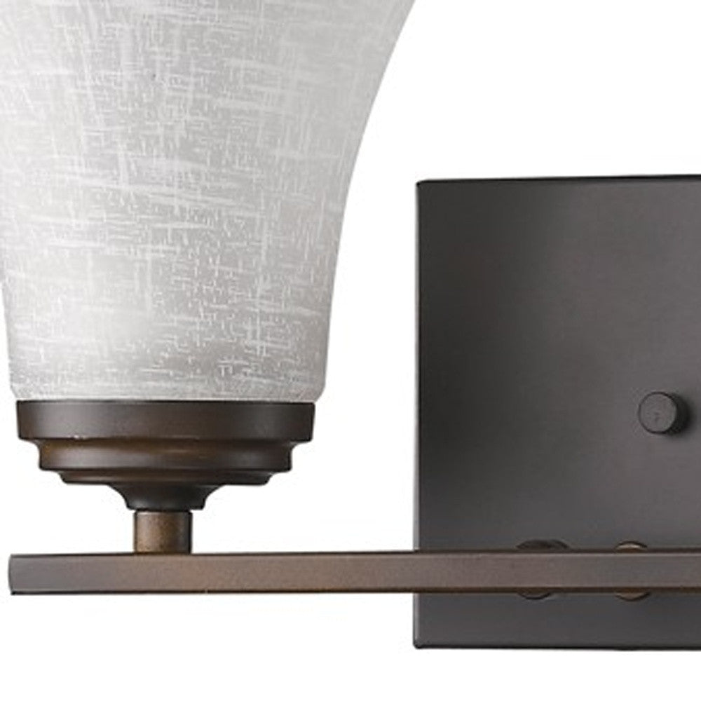 HomeRoots Two Light Wall Light With Tapered Glass Shade and Bronze Finish