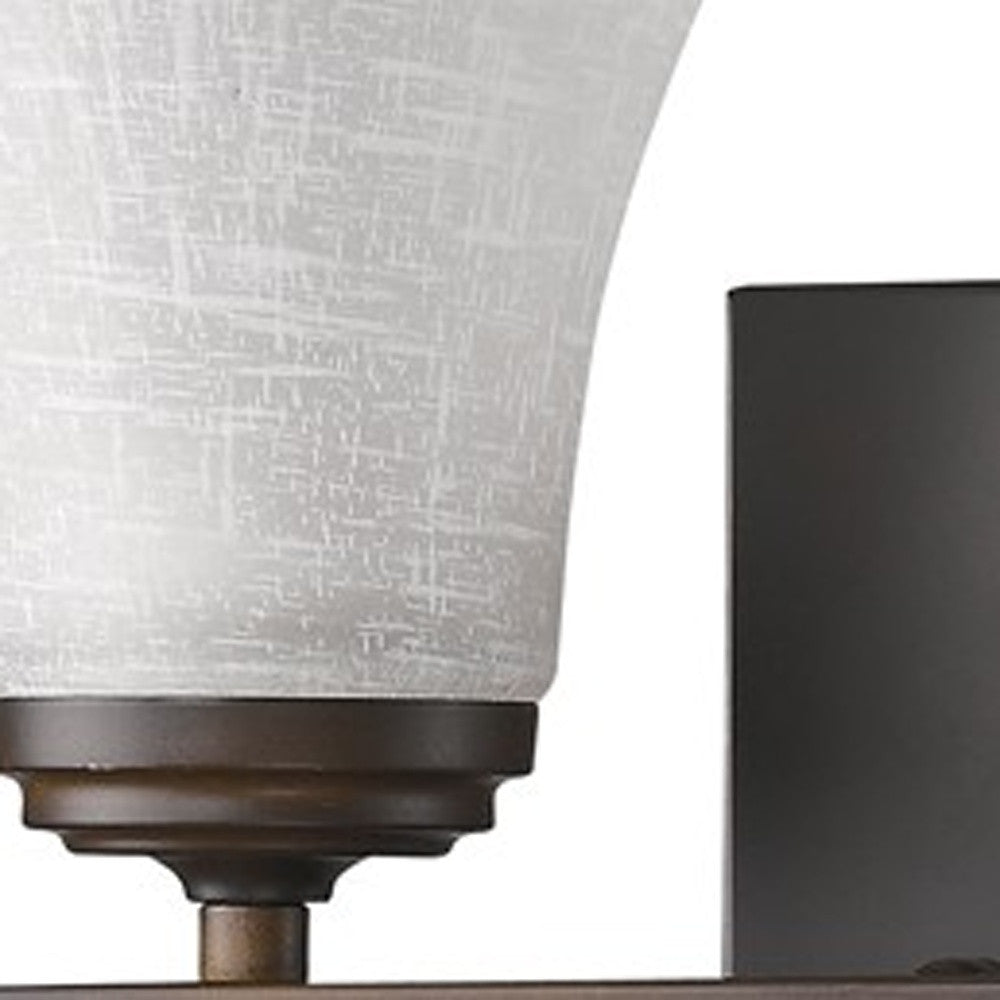 HomeRoots Two Light Wall Light With Tapered Glass Shade and Bronze Finish