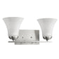 HomeRoots Two Light Wall Light With Tapered Glass Shade and Silver Finish