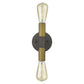 HomeRoots Two Light Wall Sconce With Brass and Wood Finish