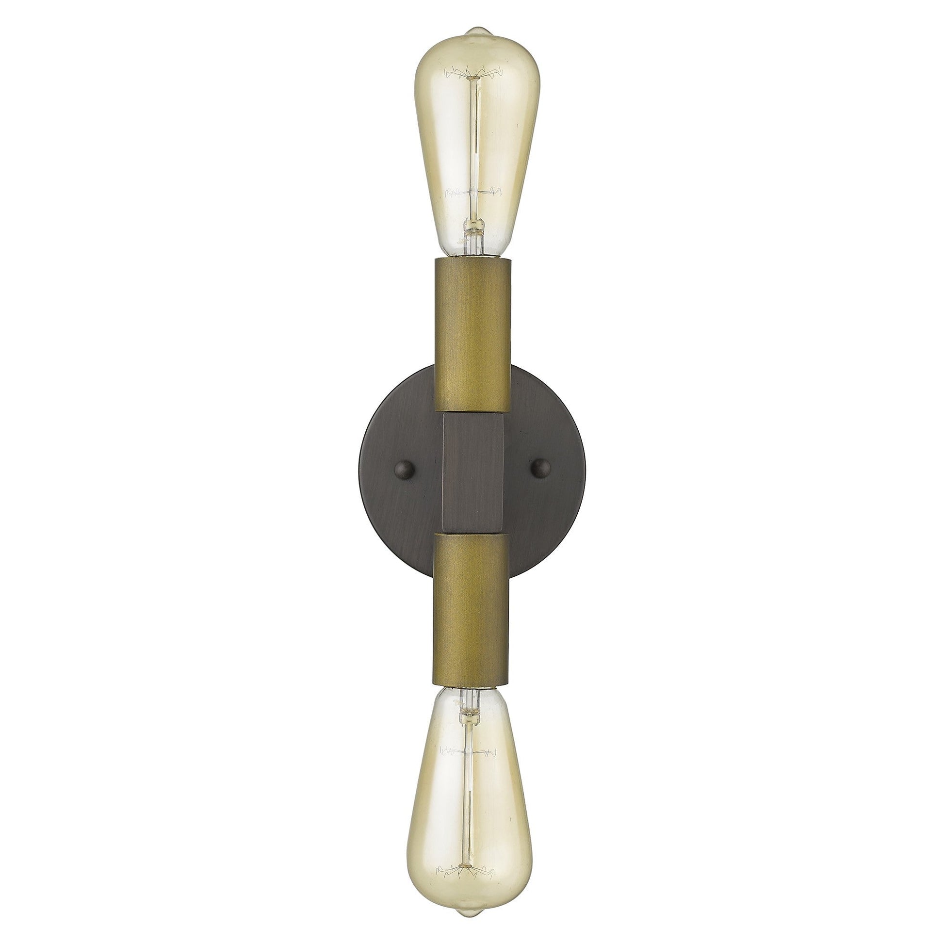 HomeRoots Two Light Wall Sconce With Brass and Wood Finish
