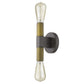 HomeRoots Two Light Wall Sconce With Brass and Wood Finish