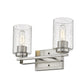 HomeRoots Two Light Wall Sconce With Textured Glass and Silver Metal Finish