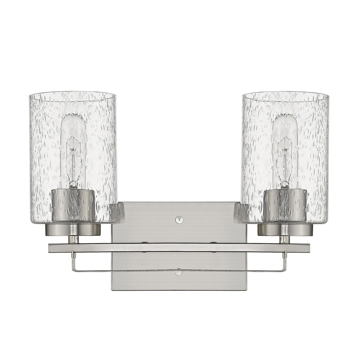 HomeRoots Two Light Wall Sconce With Textured Glass and Silver Metal Finish