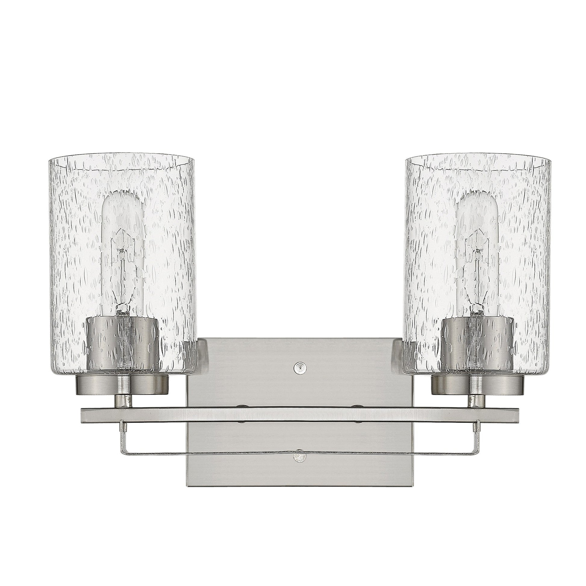 HomeRoots Two Light Wall Sconce With Textured Glass and Silver Metal Finish