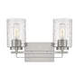 HomeRoots Two Light Wall Sconce With Textured Glass and Silver Metal Finish