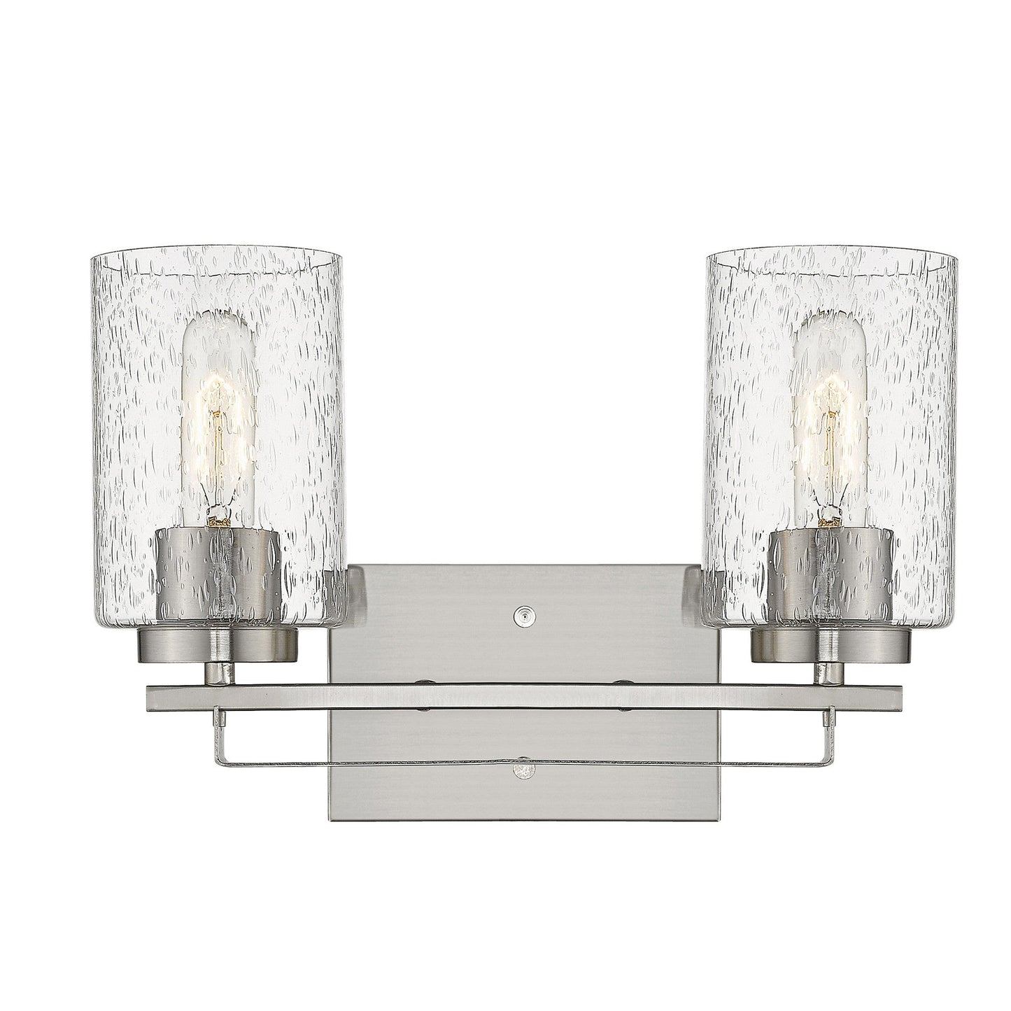 HomeRoots Two Light Wall Sconce With Textured Glass and Silver Metal Finish