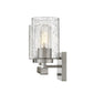 HomeRoots Two Light Wall Sconce With Textured Glass and Silver Metal Finish