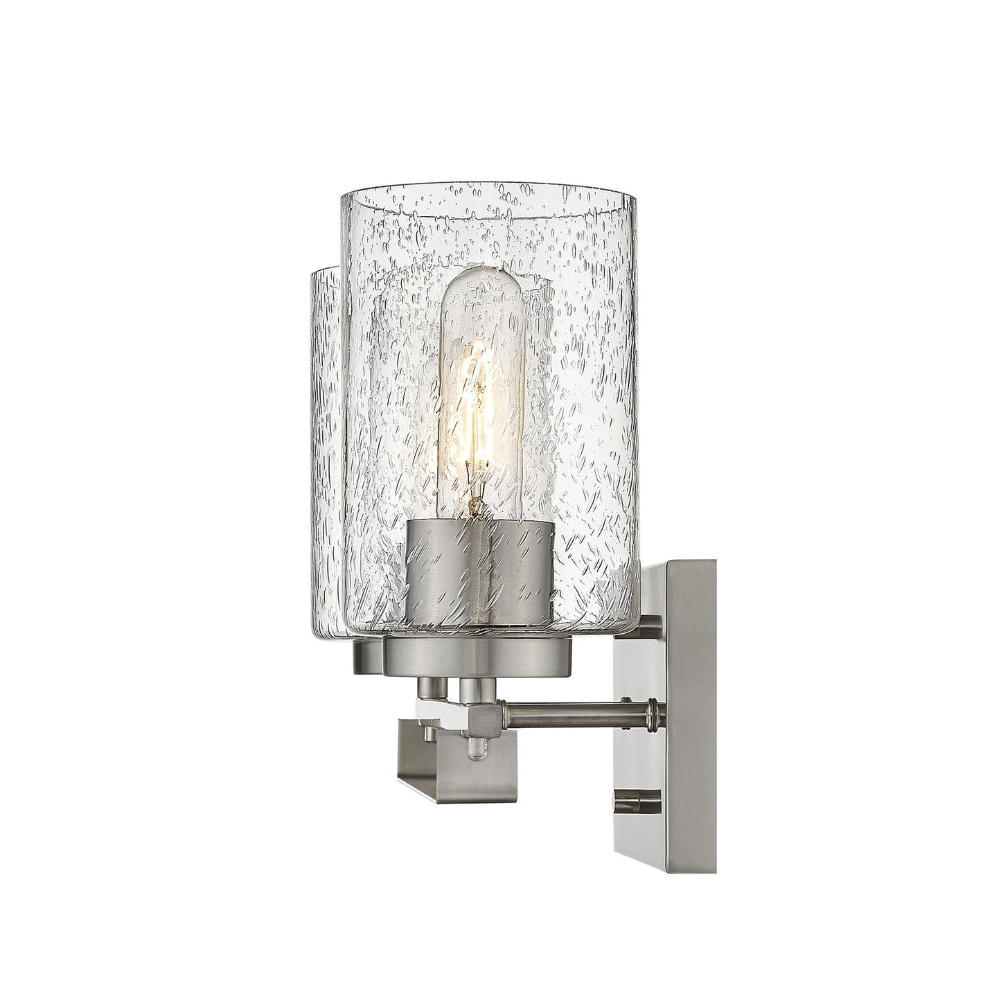 HomeRoots Two Light Wall Sconce With Textured Glass and Silver Metal Finish